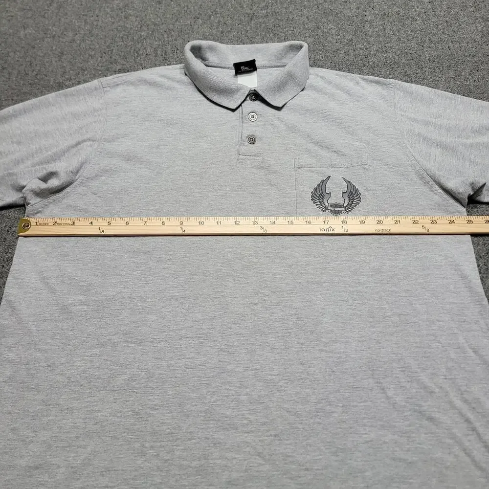 Vintage Y2K Harley Davidson Shirt Men Extra Large Gray Pocket Golf Polo Biggs CA